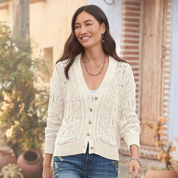 Sundance Sweaters - Sundance cream knit Aveline cardigan button front READ
